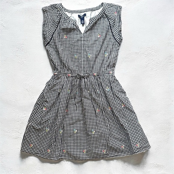 GAP Other - Gap Kids L Gingham Capsleeve Dress With Embroidered Flowers And Checkered Print